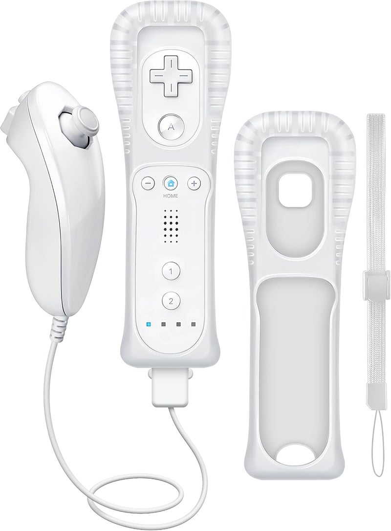 WDZP جهاز تحكم عن بعد (أبيض*1) مع Motion Plus لجهاز Wii/WII U، جهاز تحكم 2 في 1 مع جهاز نونشوك لجهاز Wii/WII U [نينتندو وي يو] - Image 1